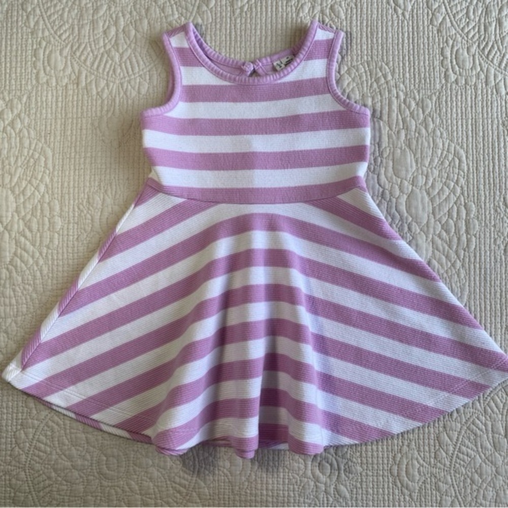 JANIE and JACK Toddler Girl’s Pink/White Stripped Ottoman Dress Size 2T